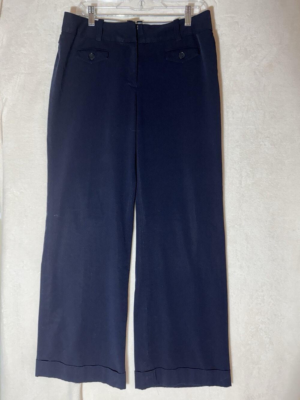 Worthington Women's Dress Pants Navy Cuff Wide Leg
